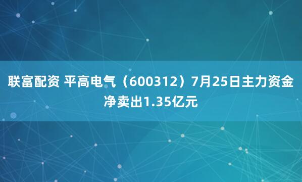 联富配资 平高电气（600312）7月25日主力资金净卖出1.35亿元